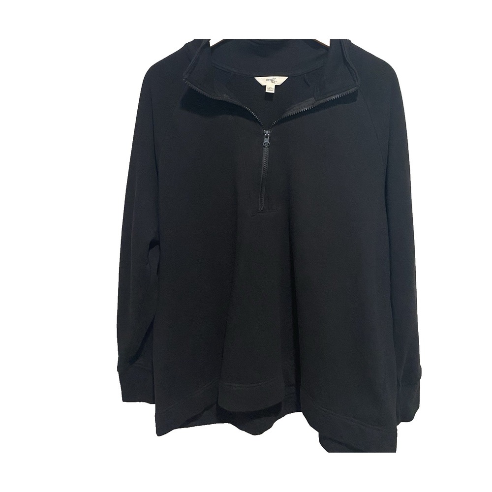 Terra & Sky Women's Black 1/4  Zip Up Pullover Casual‎ Sweater Size 1X